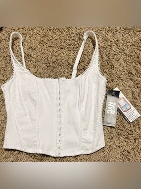 Madden NYC White Eyelet Corset Top Size: XS (0-2)